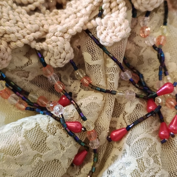 Awake by OS Boho Hippie Crochet Vest Lace  Beads SZ  XL Festival Cowgirl Chic - Picture 11 of 12